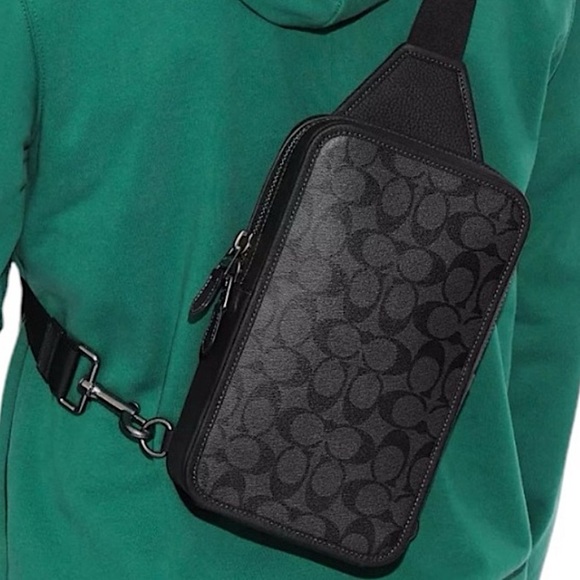 COACH SULLIVAN SHOULDER PACK  Dark Goth Signature Coated Canvas Leather … - Picture 15 of 16